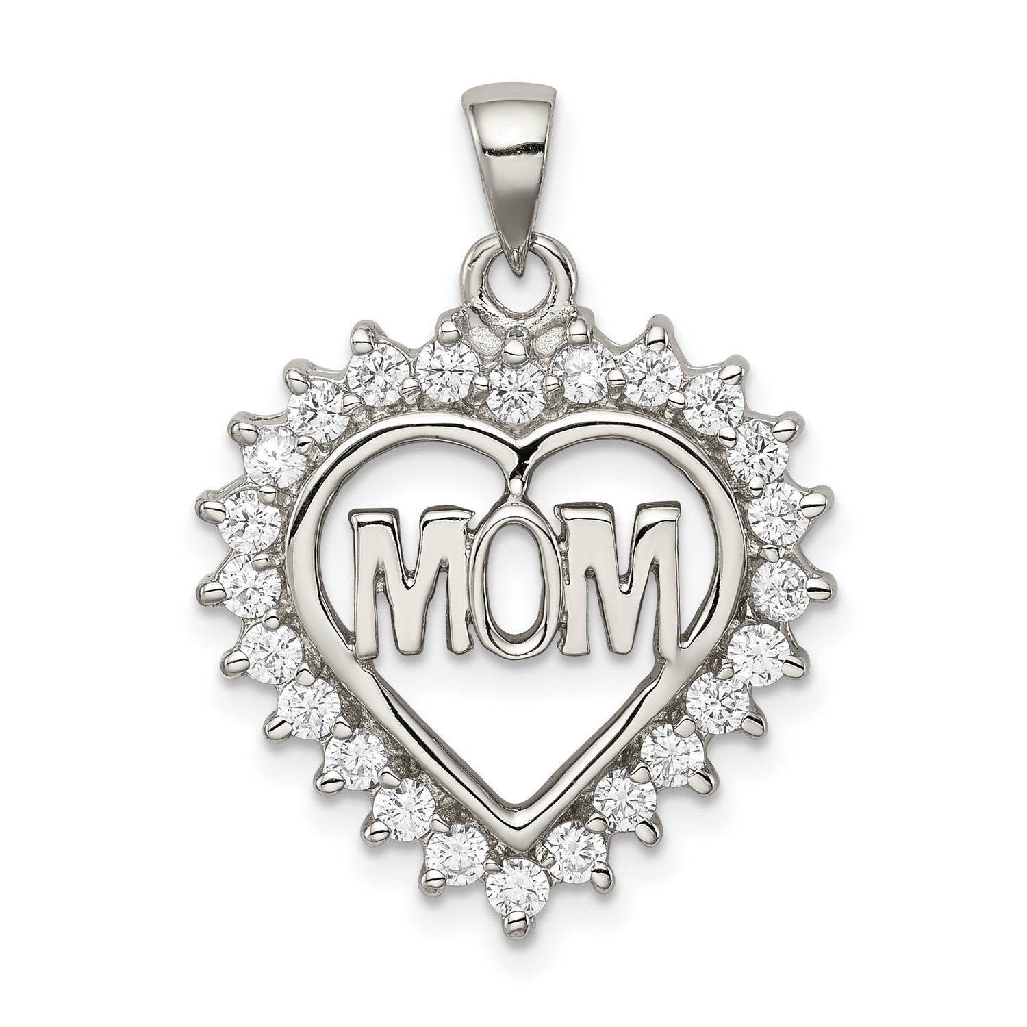 Jewelry Stores Network Sterling Silver CZ Heart Bead Chain Slide Pendant Jewelry Stores Network Sterling Silver CZ Heart Bead Chain Slide Pendant